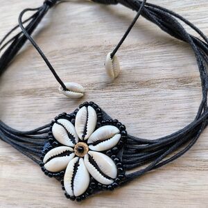 Cowrie shell choker necklace